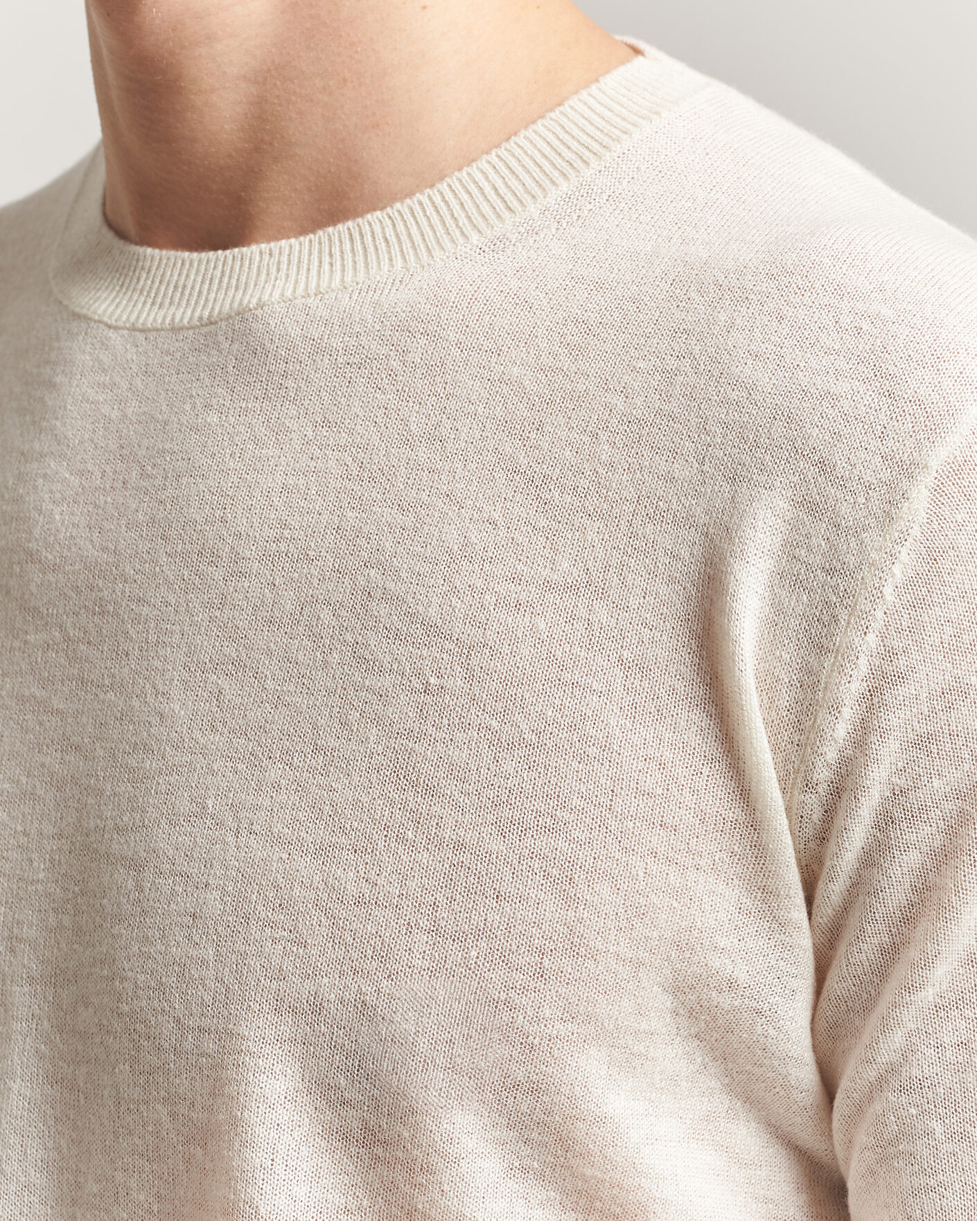 Men | Sweaters & Knitwear | Piacenza Cashmere | Soft Silk/Cashmere Crew Neck Off White