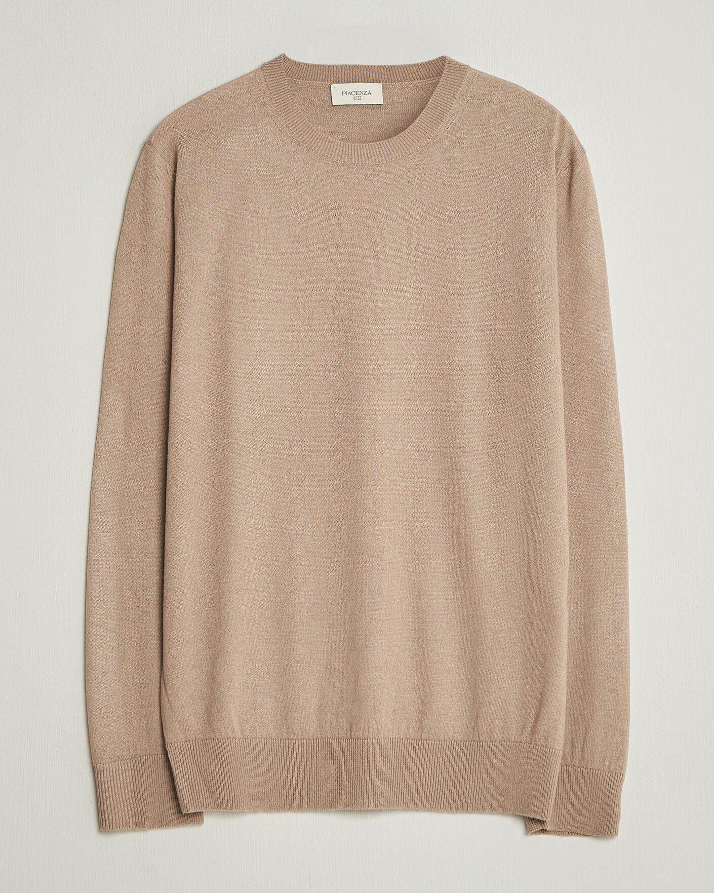 Men | Sweaters & Knitwear | Piacenza Cashmere | Soft Silk/Cashmere Crew Neck Beige