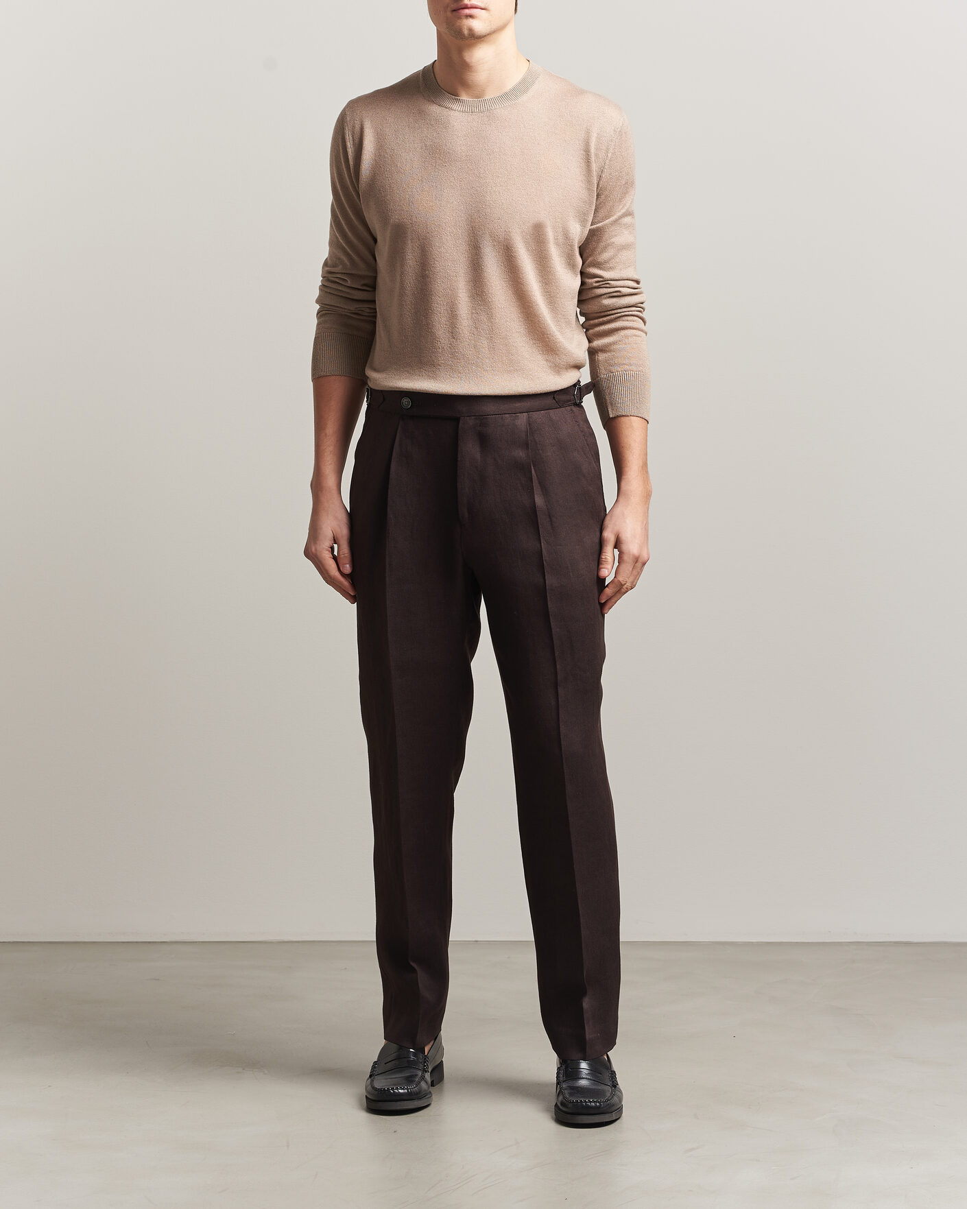 Men | Sweaters & Knitwear | Piacenza Cashmere | Soft Silk/Cashmere Crew Neck Beige