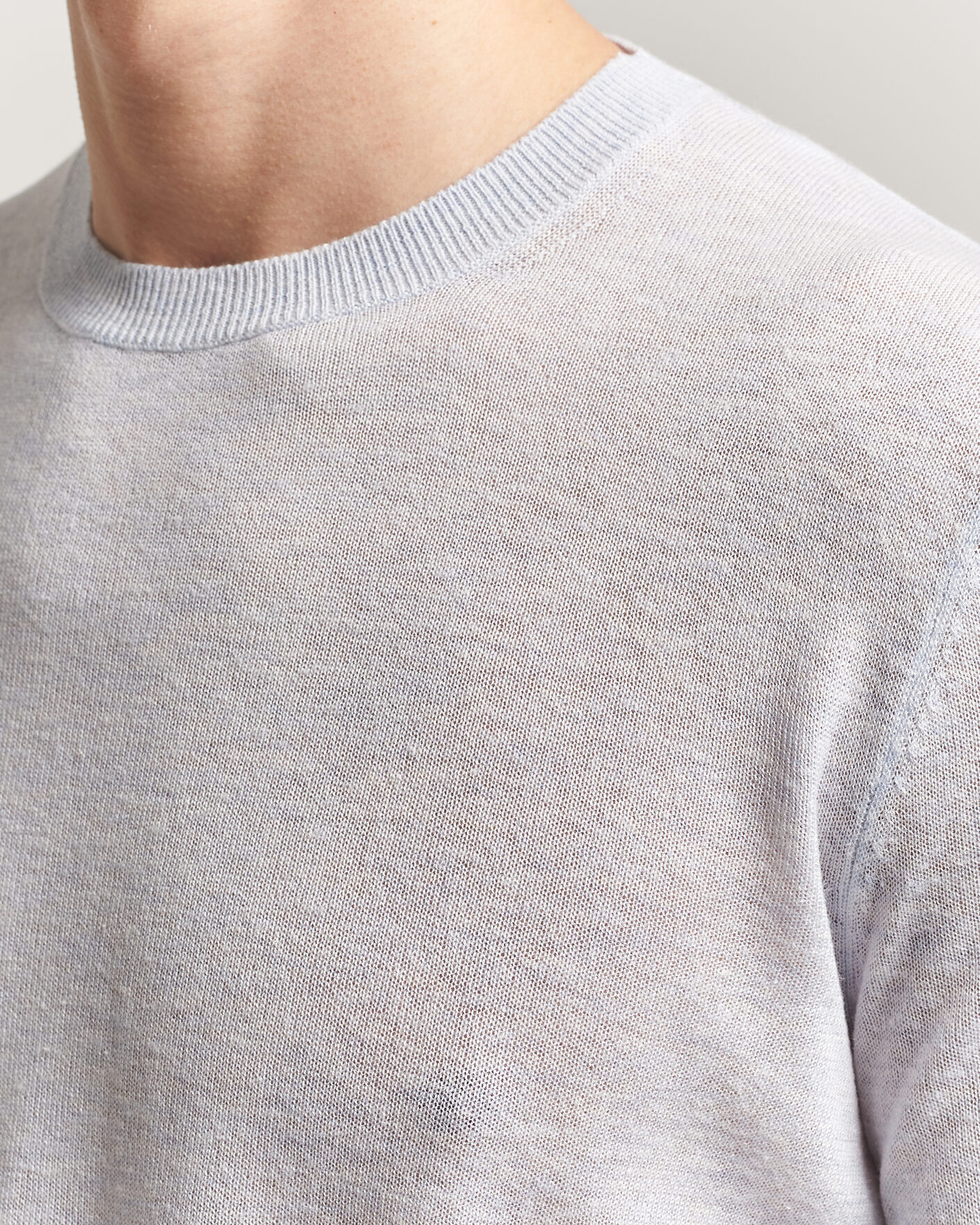 Men | Sweaters & Knitwear | Piacenza Cashmere | Soft Silk/Cashmere Crew Neck Sky Blue