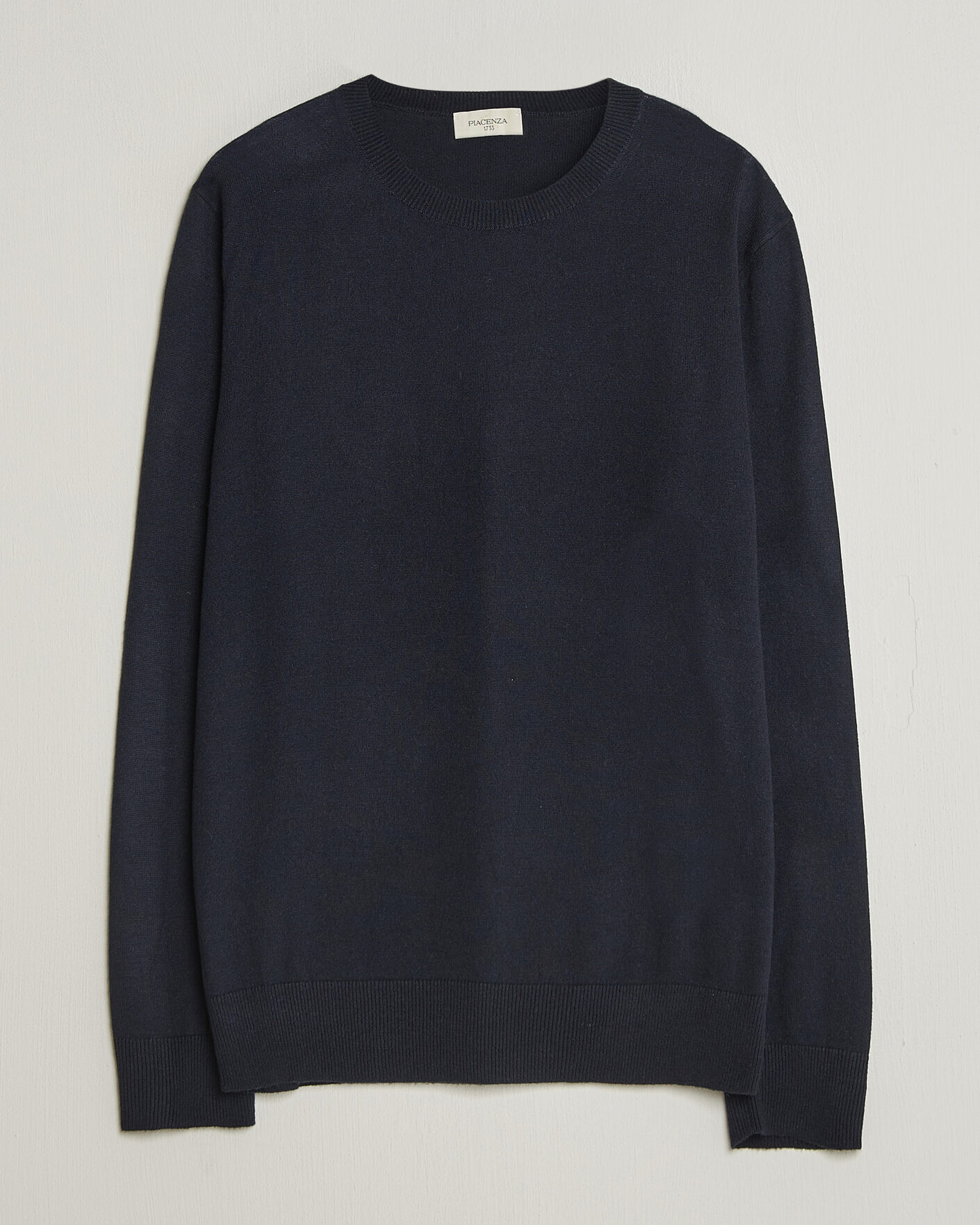 Men | Sweaters & Knitwear | Piacenza Cashmere | Soft Silk/Cashmere Crew Neck Navy
