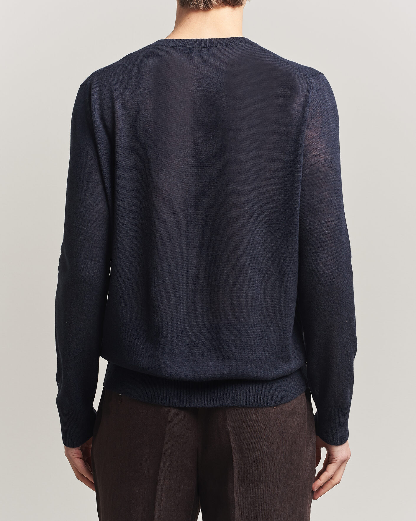 Men | Sweaters & Knitwear | Piacenza Cashmere | Soft Silk/Cashmere Crew Neck Navy