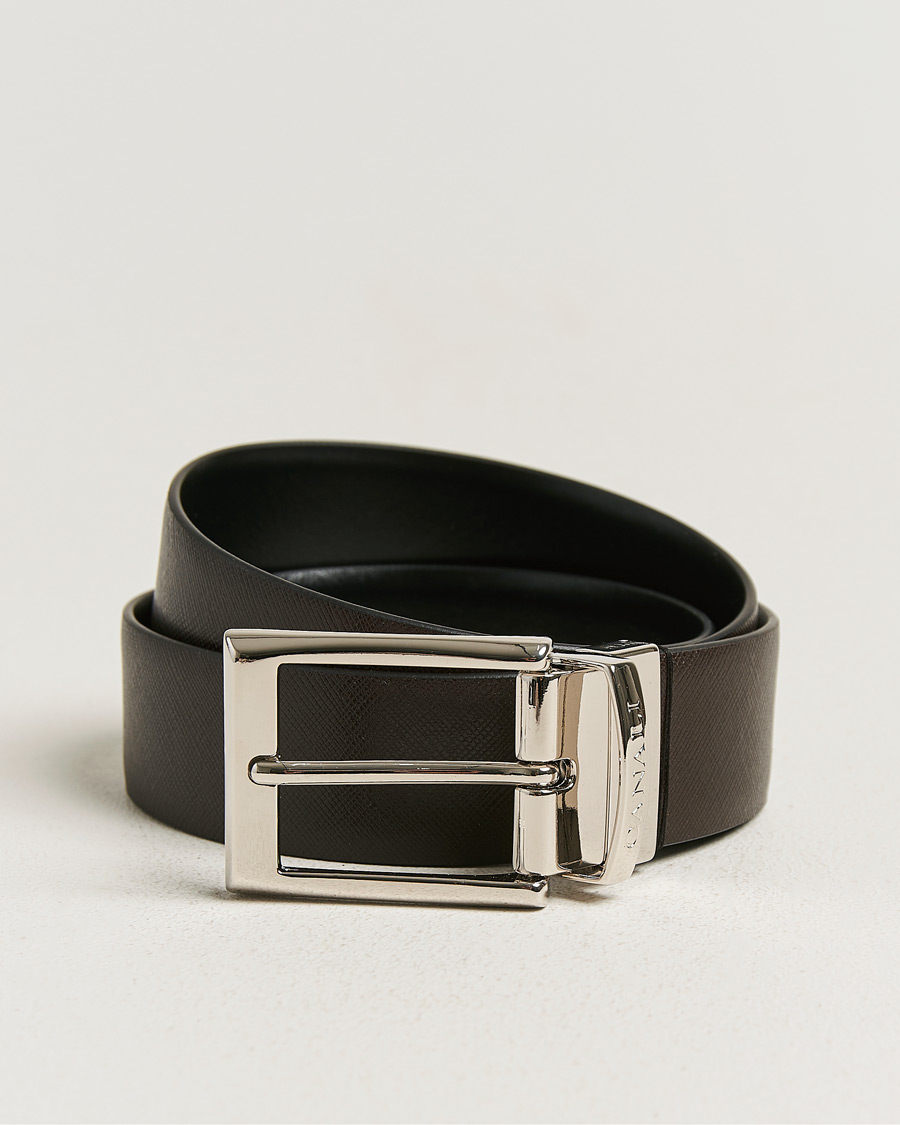 Men | Belts | Canali | Reversible Saffiano Belt Black/Brown