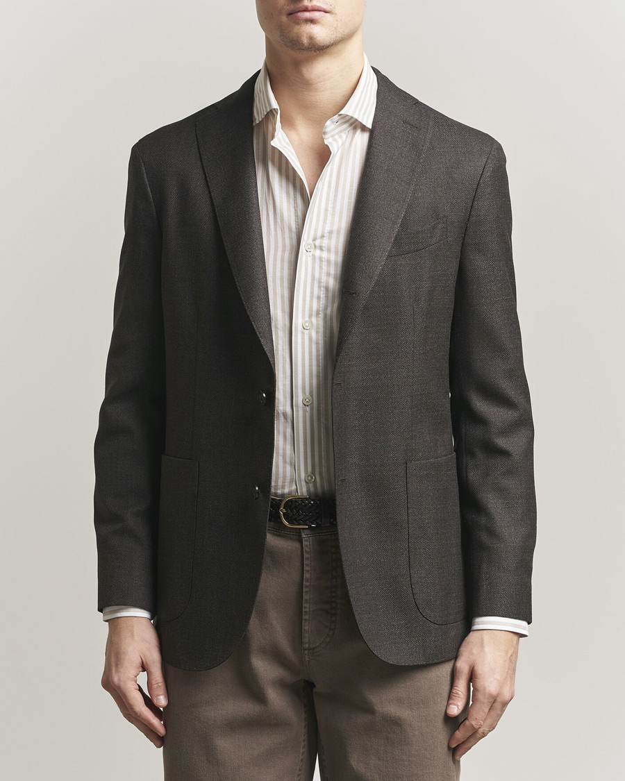 Men | Blazers | Boglioli | K Jacket Wool Hopsack Blazer Dark Brown