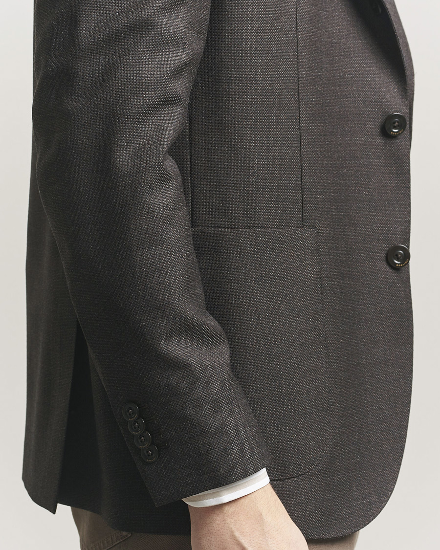 Men | Blazers | Boglioli | K Jacket Wool Hopsack Blazer Dark Brown