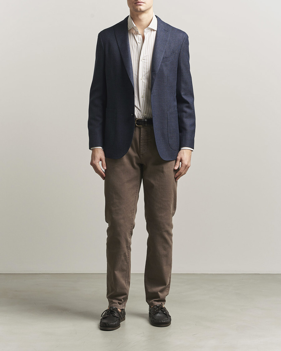 Men | Blazers | Boglioli | K Jacket Wool Hopsack Blazer Dark Blue