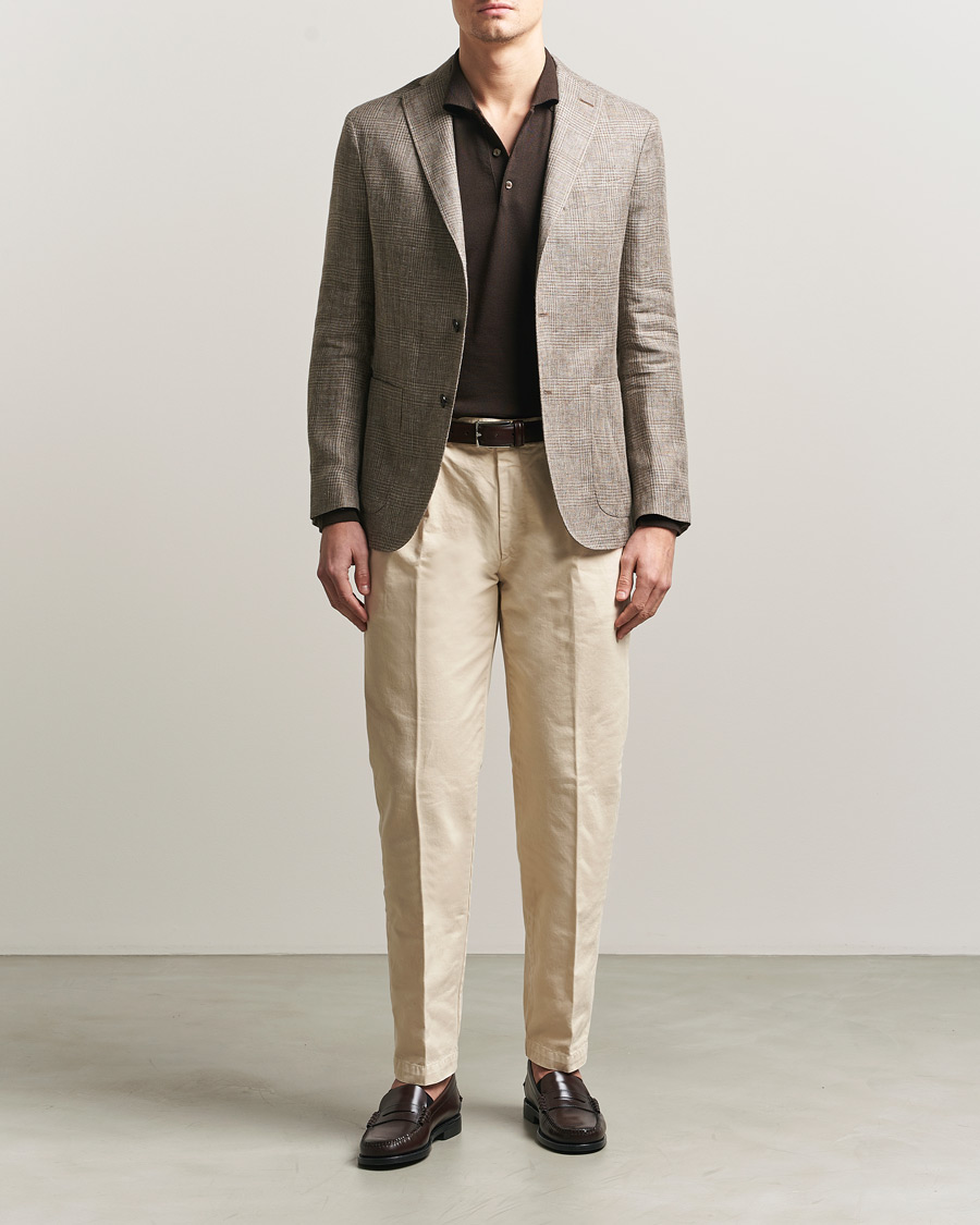 Boglioli K Jacket Prince Of Wales Blazer Taupe at CareOfCarl.com