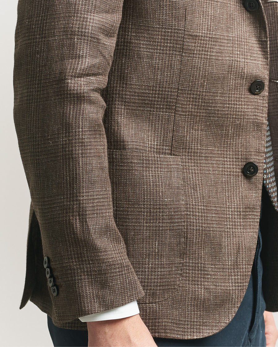 Men | Blazers | Boglioli | K Jacket Prince Of Wales Blazer Dark Brown