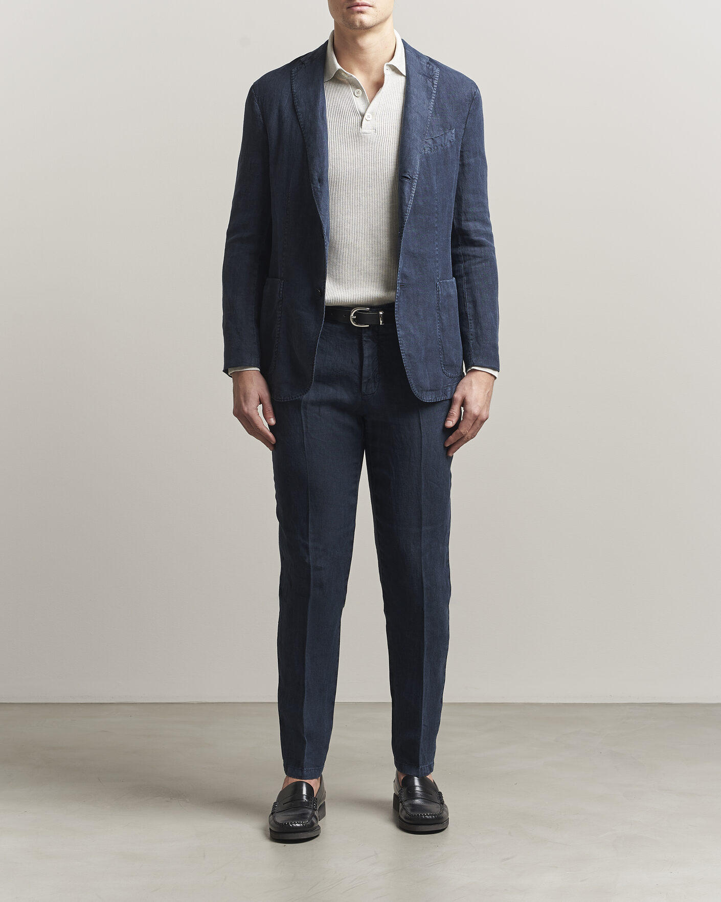 Boglioli K Jacket Linen Suit Navy at CareOfCarl.com