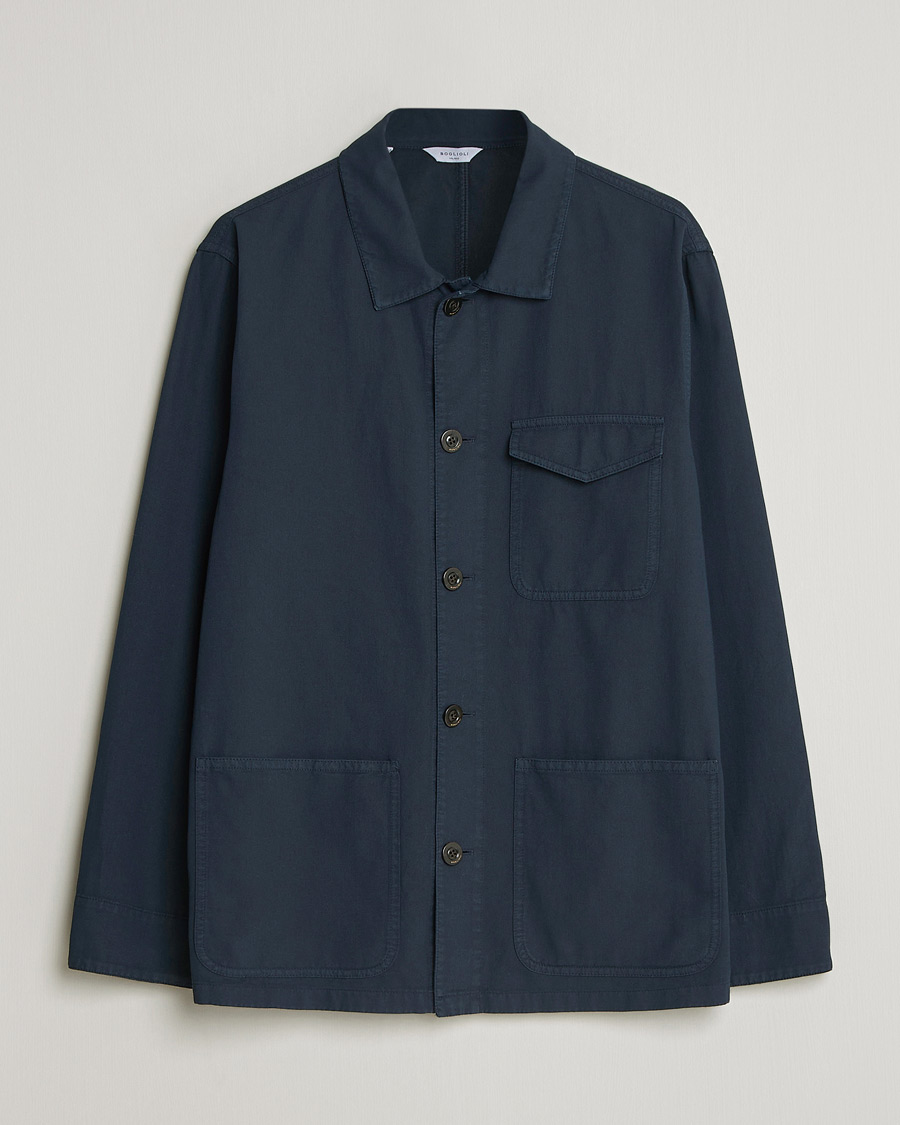 Men | Coats & Jackets | Boglioli | Cotton Gabardine Work Jacket Navy
