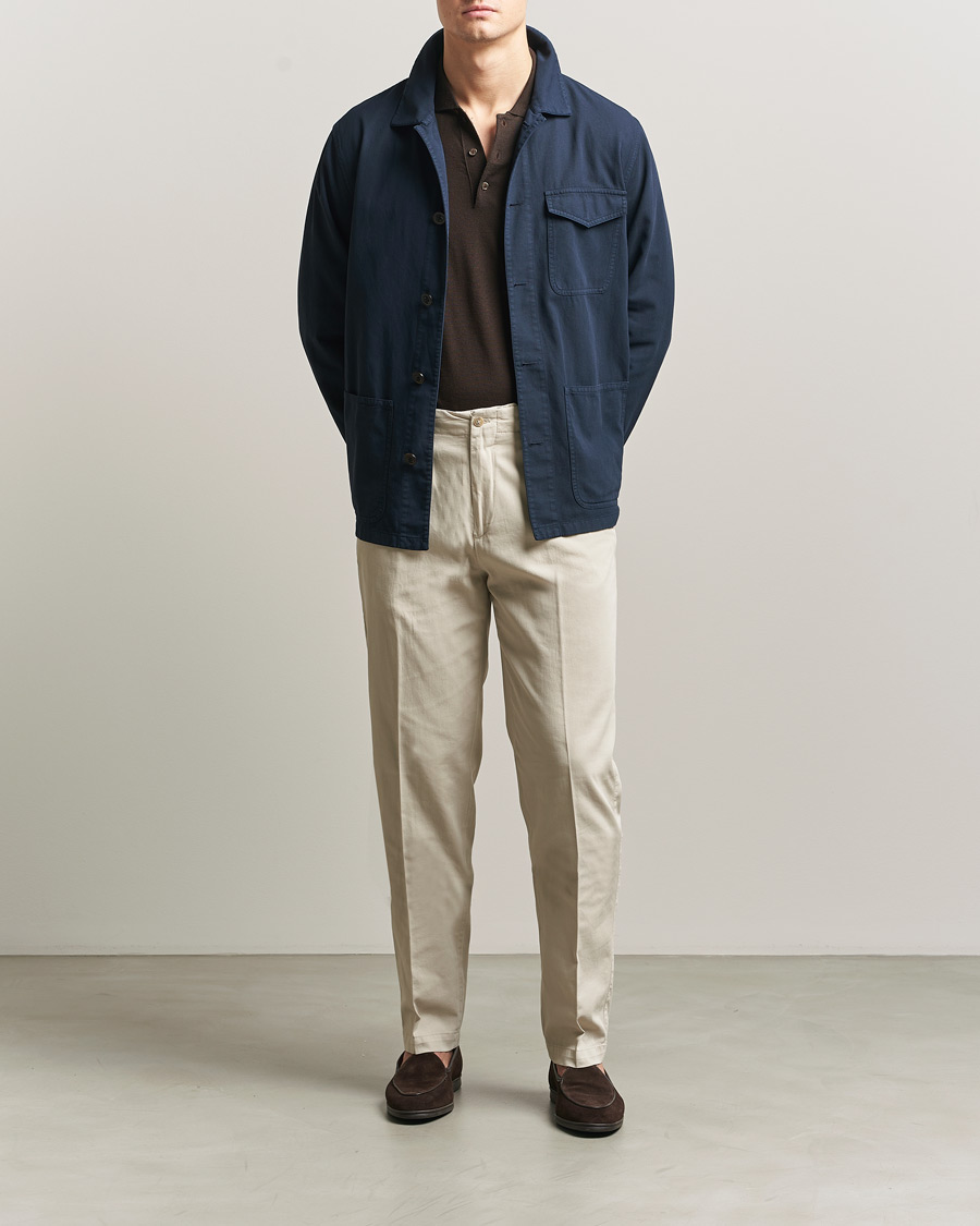 BOGLIOLI ネイビー コットン ジャケット サイズ52 Boglioli Cotton Gabardine Work Jacket Navy at CareOfCarl.com