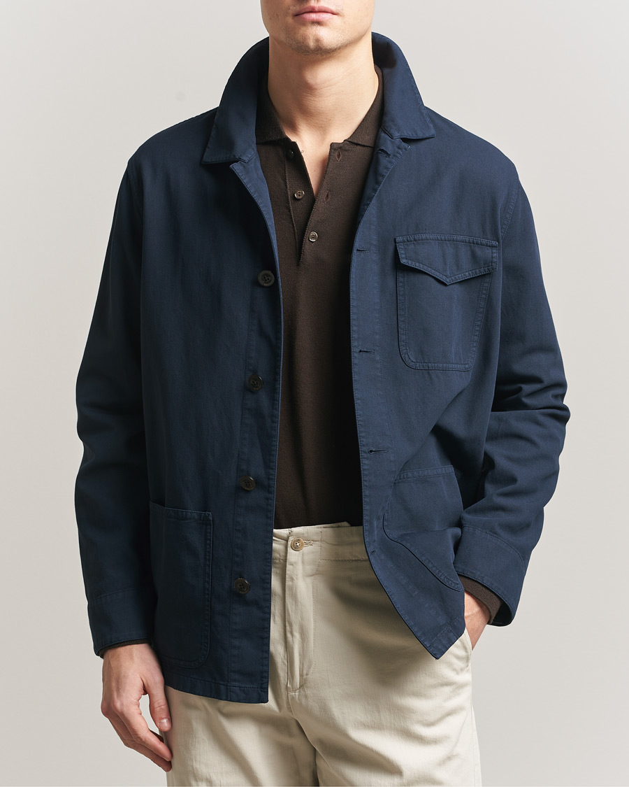 Boglioli Cotton Gabardine Work Jacket Navy at CareOfCarl.com