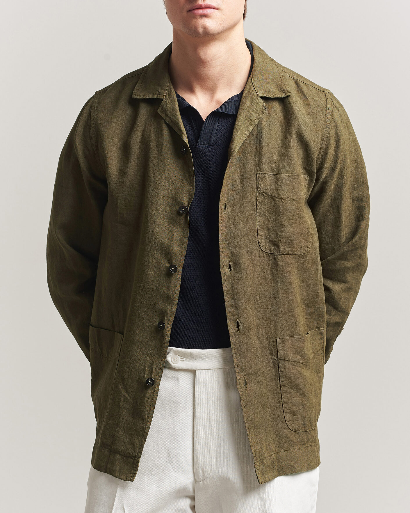 Men | Coats & Jackets | Boglioli | Linen Painter Jacket Military