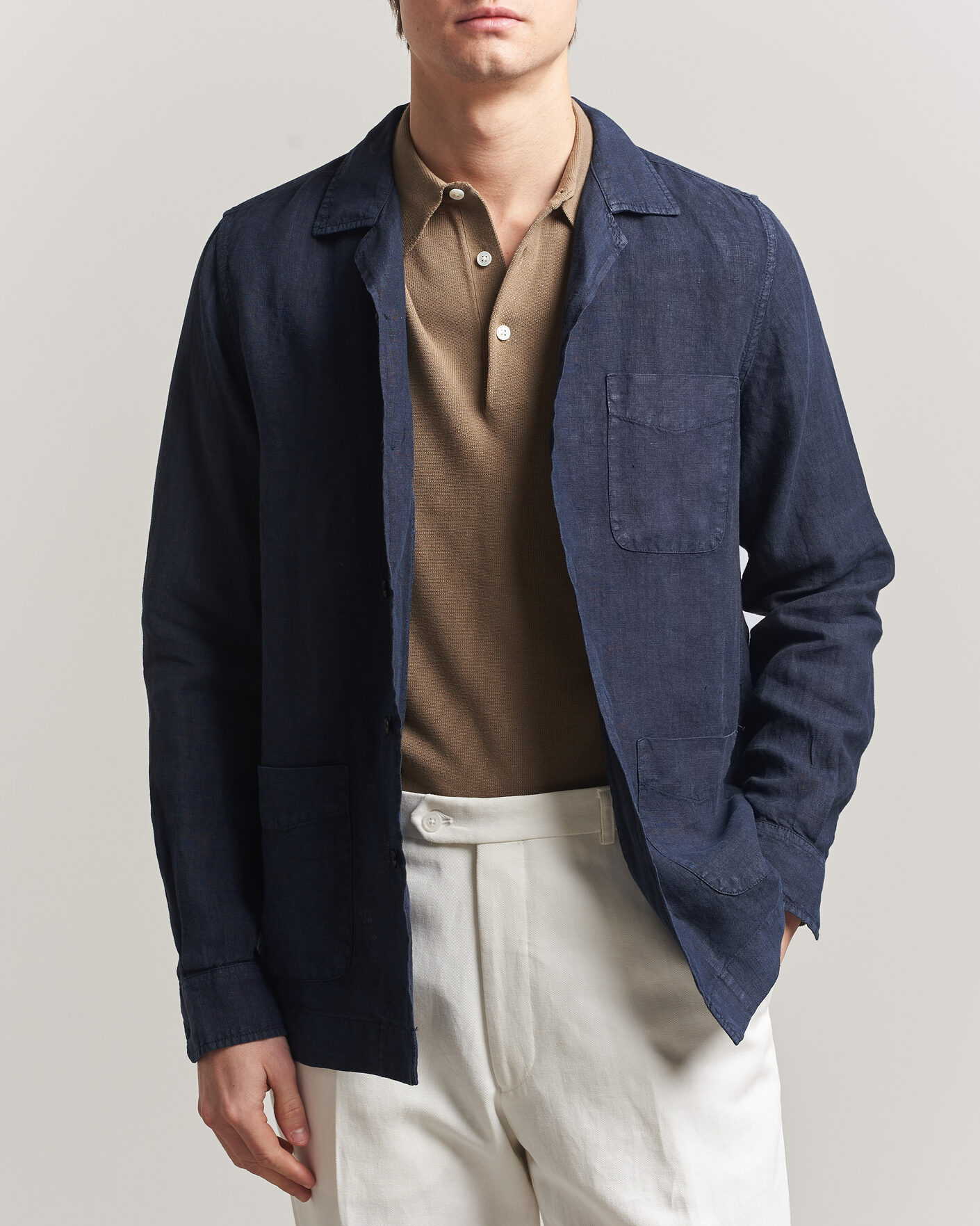 Men | Coats & Jackets | Boglioli | Linen Painter Jacket Navy