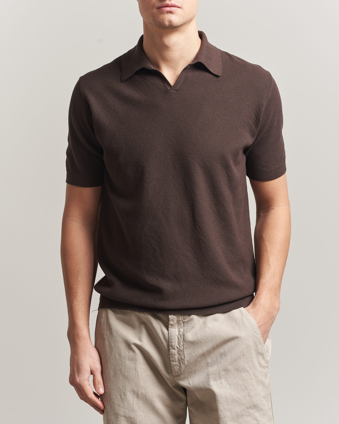 Men | Polo Shirts | Boglioli | Short Sleeve Polo Piquet Brown