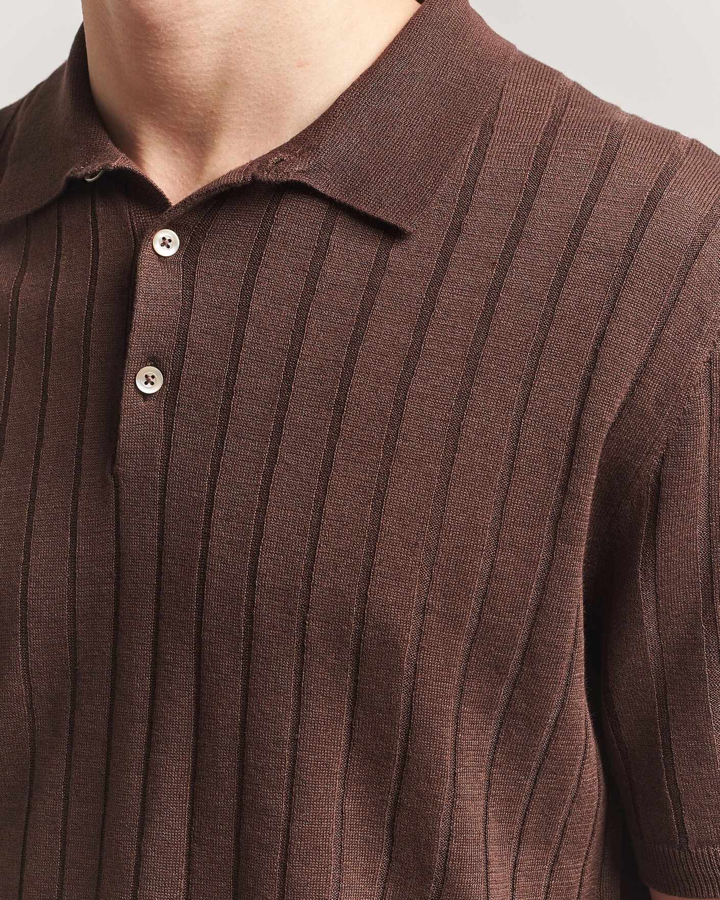 Men | Polo Shirts | Boglioli | Short Sleeve Knitted Rib Polo Brown