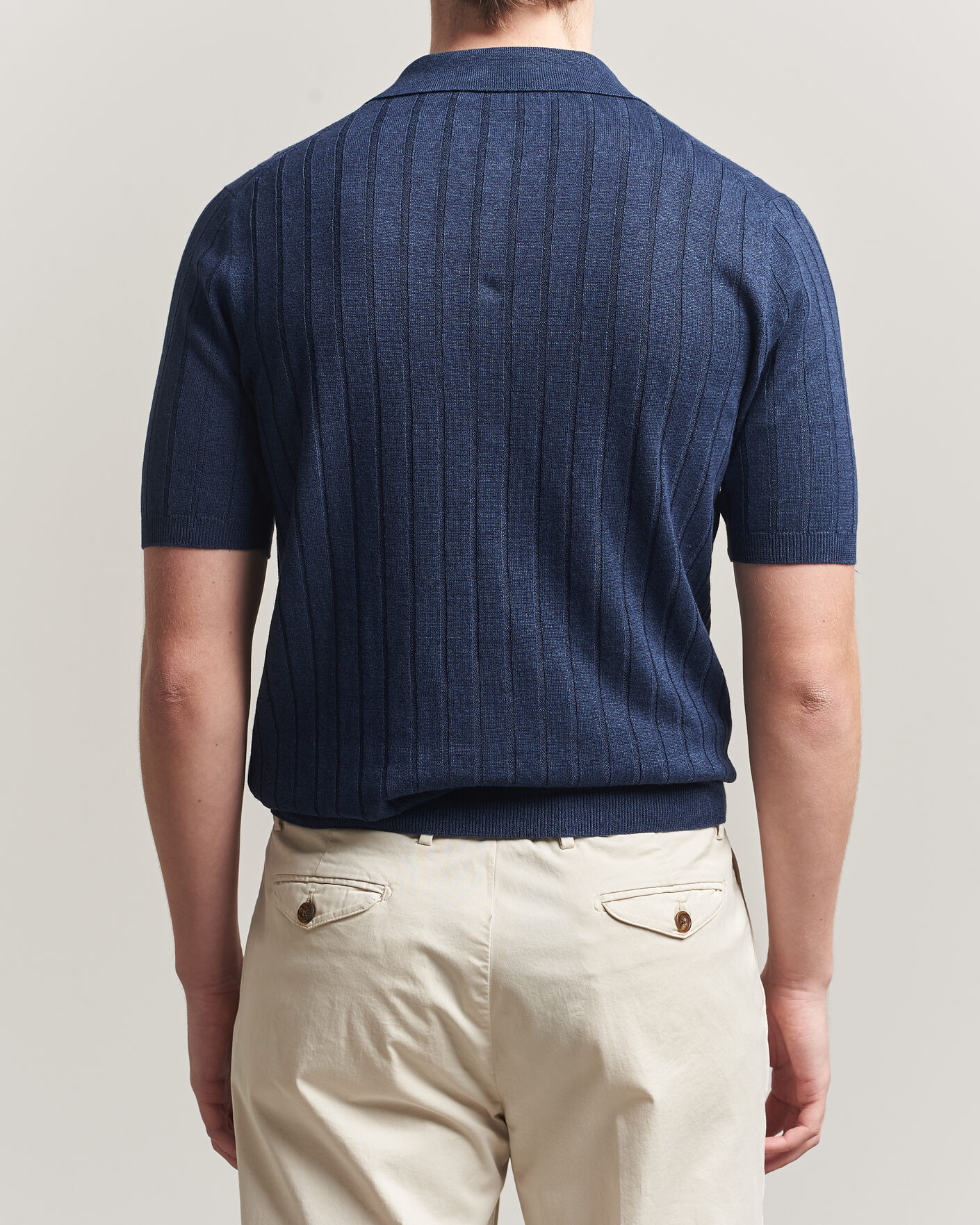 Men | Polo Shirts | Boglioli | Short Sleeve Knitted Rib Polo Navy
