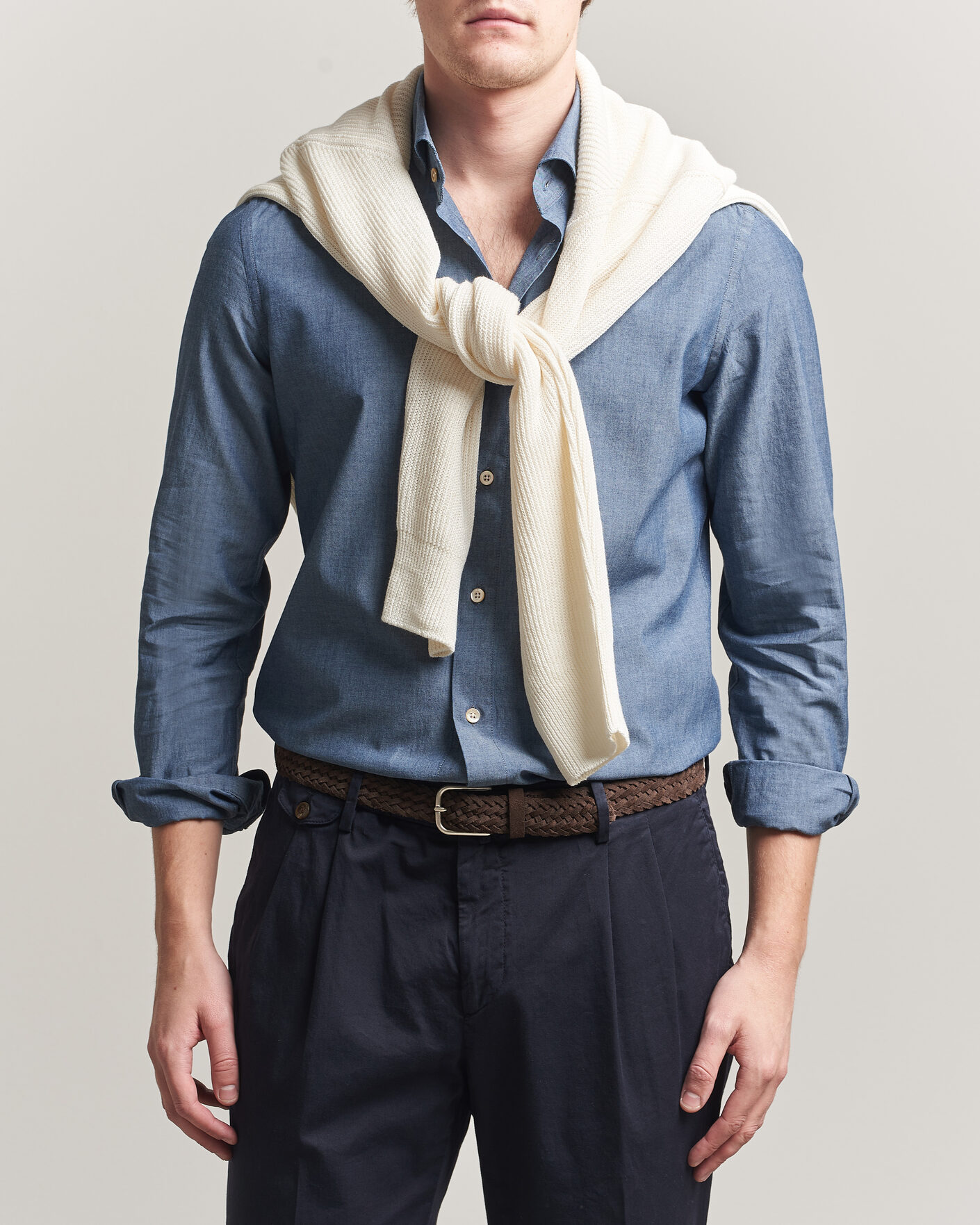 Men | Shirts | Boglioli | Chambray Shirt Medium Blue