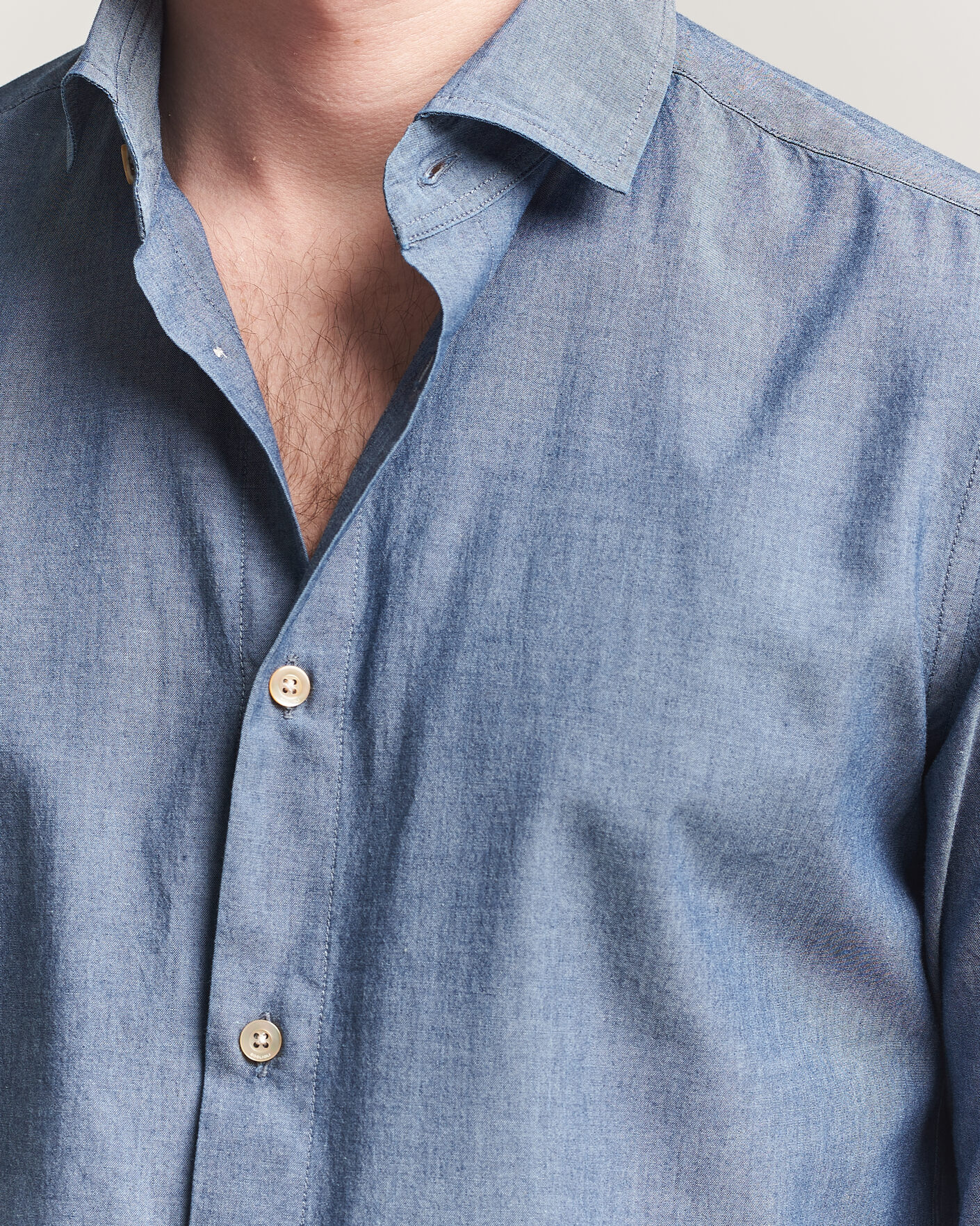 Men | Shirts | Boglioli | Chambray Shirt Medium Blue