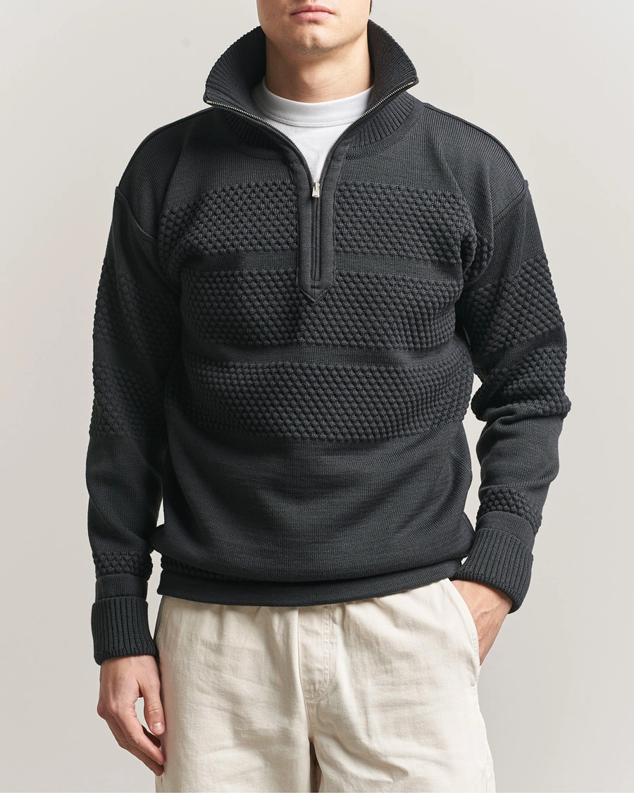 Men | Sweaters & Knitwear | S.N.S. Herning | Fisherman Short Zip Molten Grey