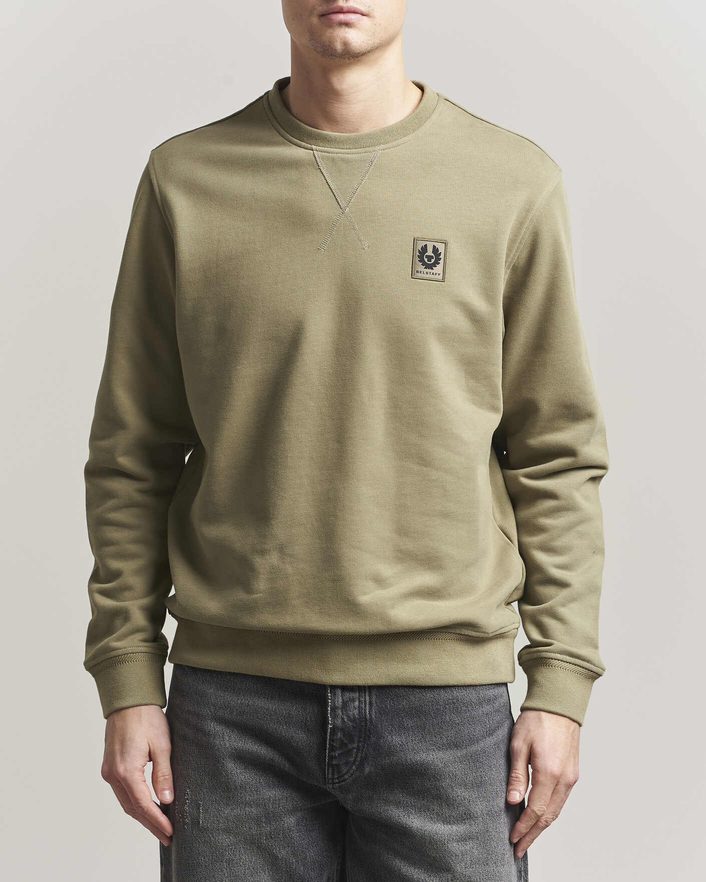Men | Sweaters & Knitwear | Belstaff | Signature Crew Neck Sweatshirt Fatigue Green