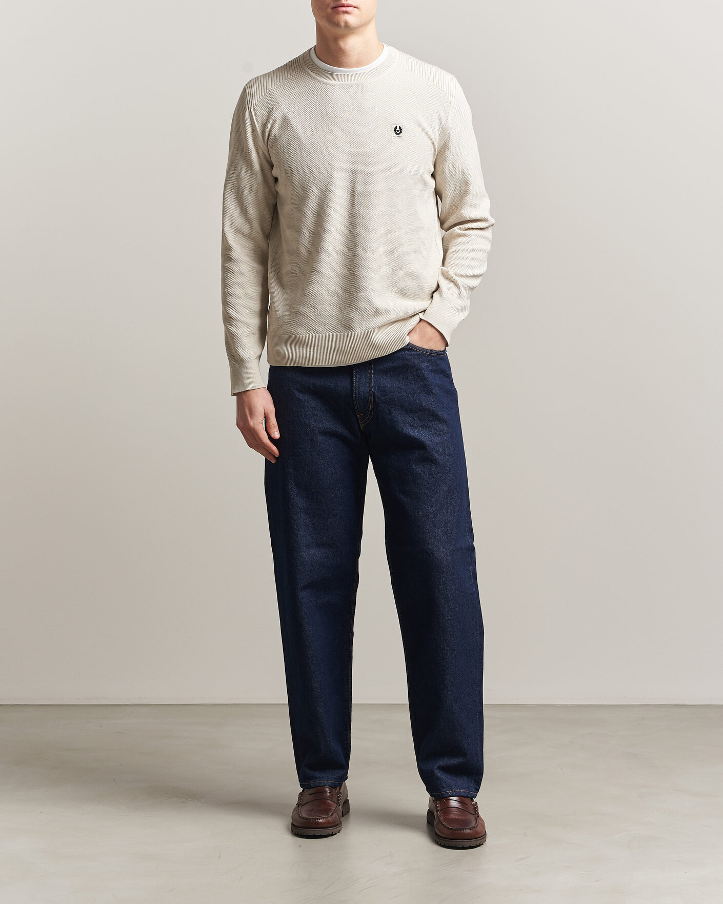 Men | Sweaters & Knitwear | Belstaff | Coast Knitted Crew Neck Silver Birch
