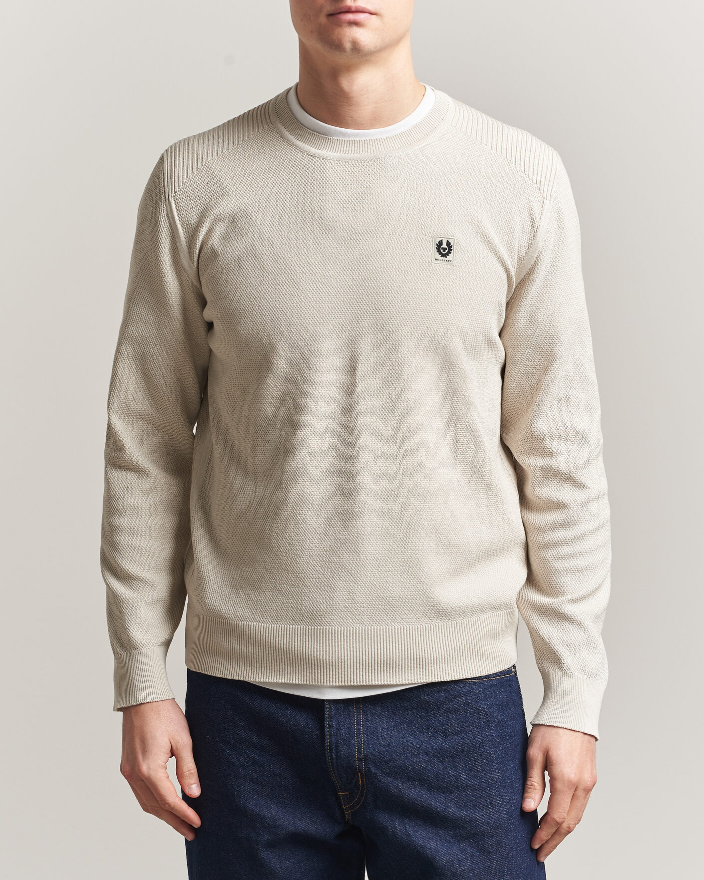 Men | Sweaters & Knitwear | Belstaff | Coast Knitted Crew Neck Silver Birch
