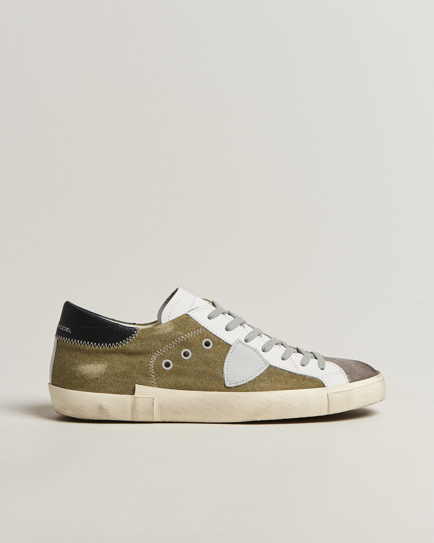 Men | Sneakers | Philippe Model | PRSX Low Top Canvas Mix Sneaker Grey/Military