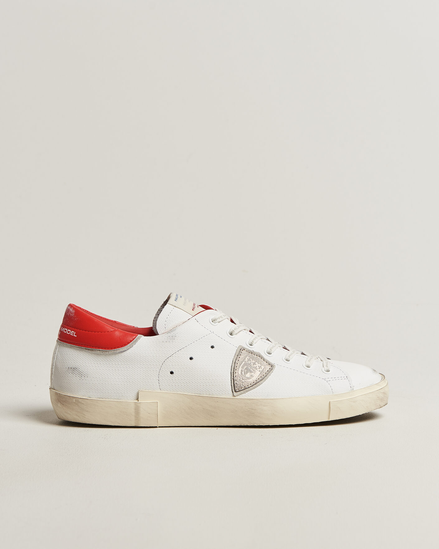 Men | Sneakers | Philippe Model | PRSX Low Top Canvas Mix Sneaker White/Red