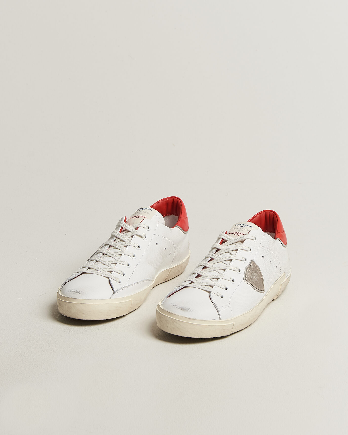 Men | Sneakers | Philippe Model | PRSX Low Top Canvas Mix Sneaker White/Red
