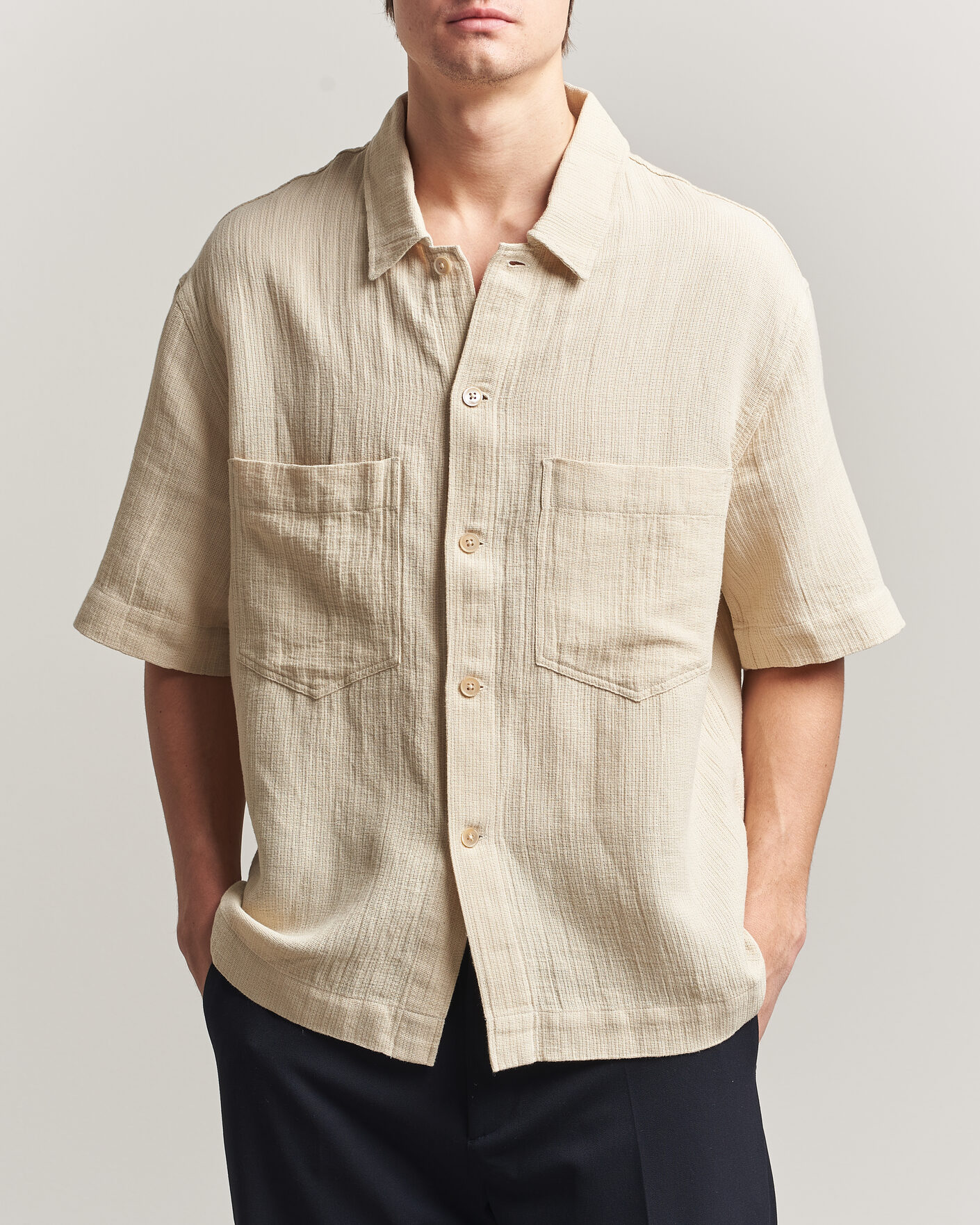 Men | Shirts | Sunflower | Adam Short Sleeve Shirt Off White