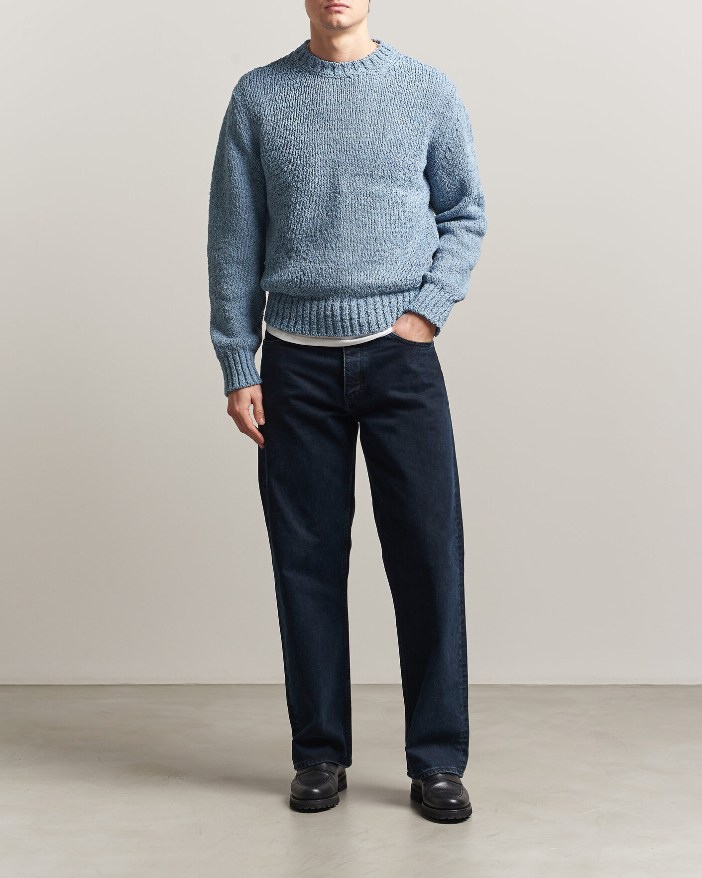 Men | Sweaters & Knitwear | Sunflower | Frederik Cotton Blend Sweater Light Blue