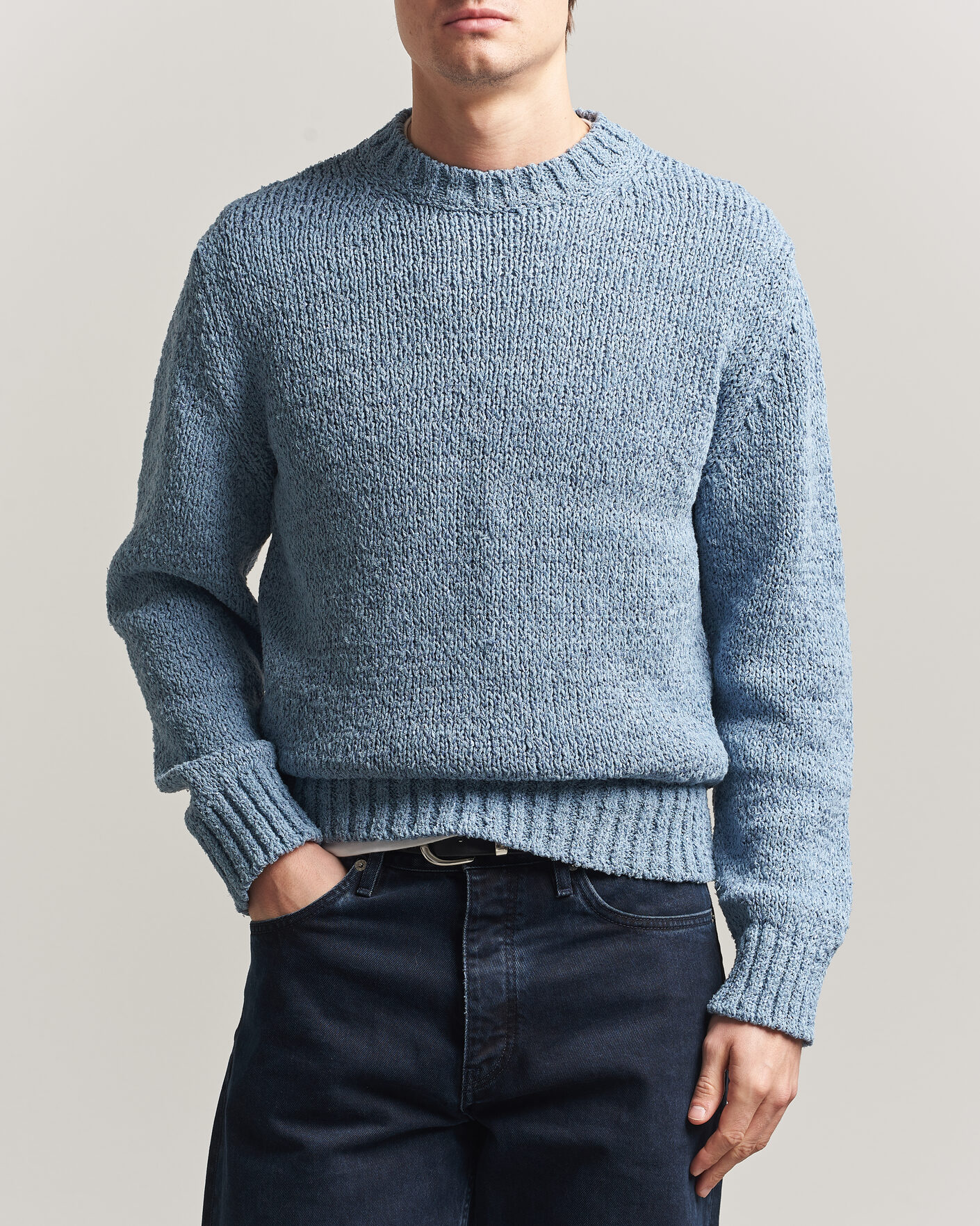 Men | Sweaters & Knitwear | Sunflower | Frederik Cotton Blend Sweater Light Blue