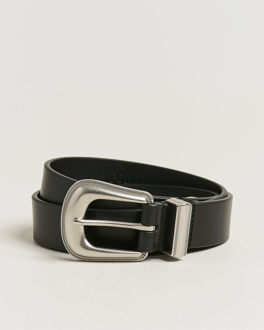 Men | Belts | Polo Ralph Lauren | Western Leather Belt Black