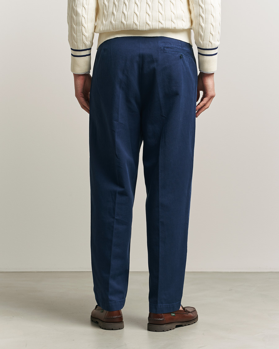 Men | Trousers | Polo Ralph Lauren | Pleated Cotton Twill Chinos Dark Cobalt