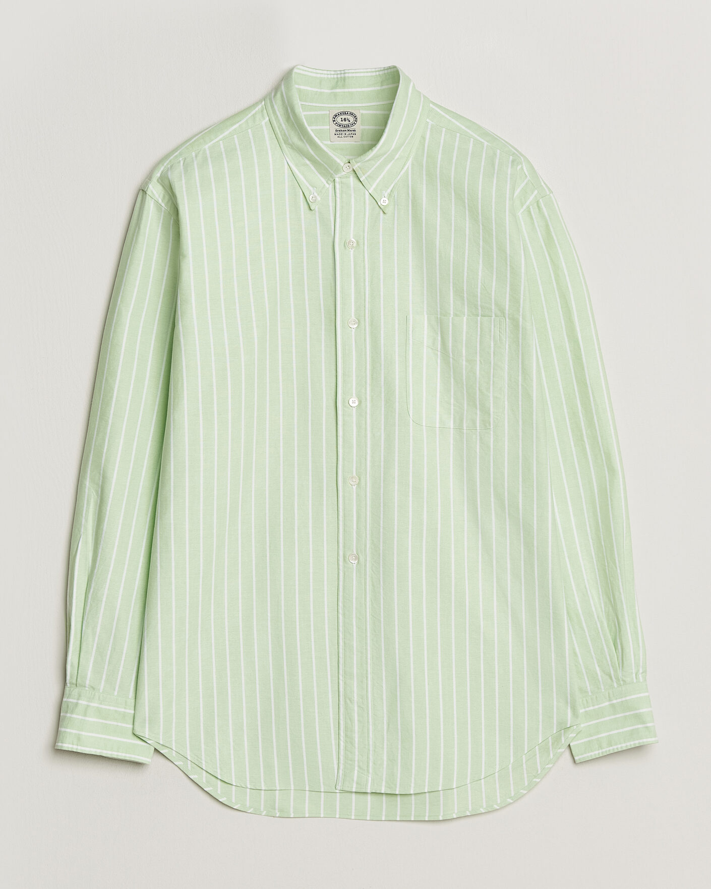 Men | Shirts | Kamakura Shirts | Vintage Ivy Oxford BD Shirt Green Blazer Stripe