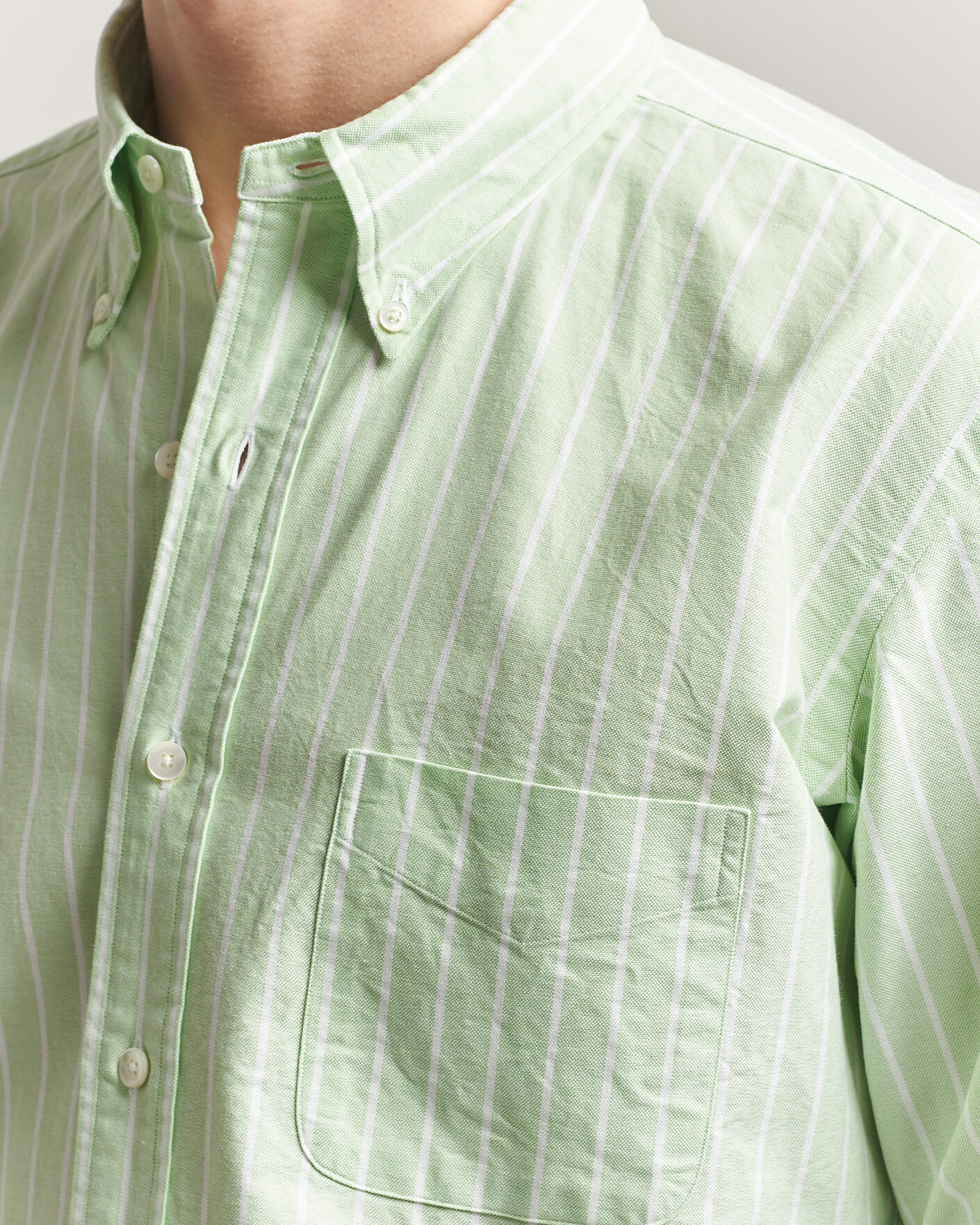 Men | Shirts | Kamakura Shirts | Vintage Ivy Oxford BD Shirt Green Blazer Stripe