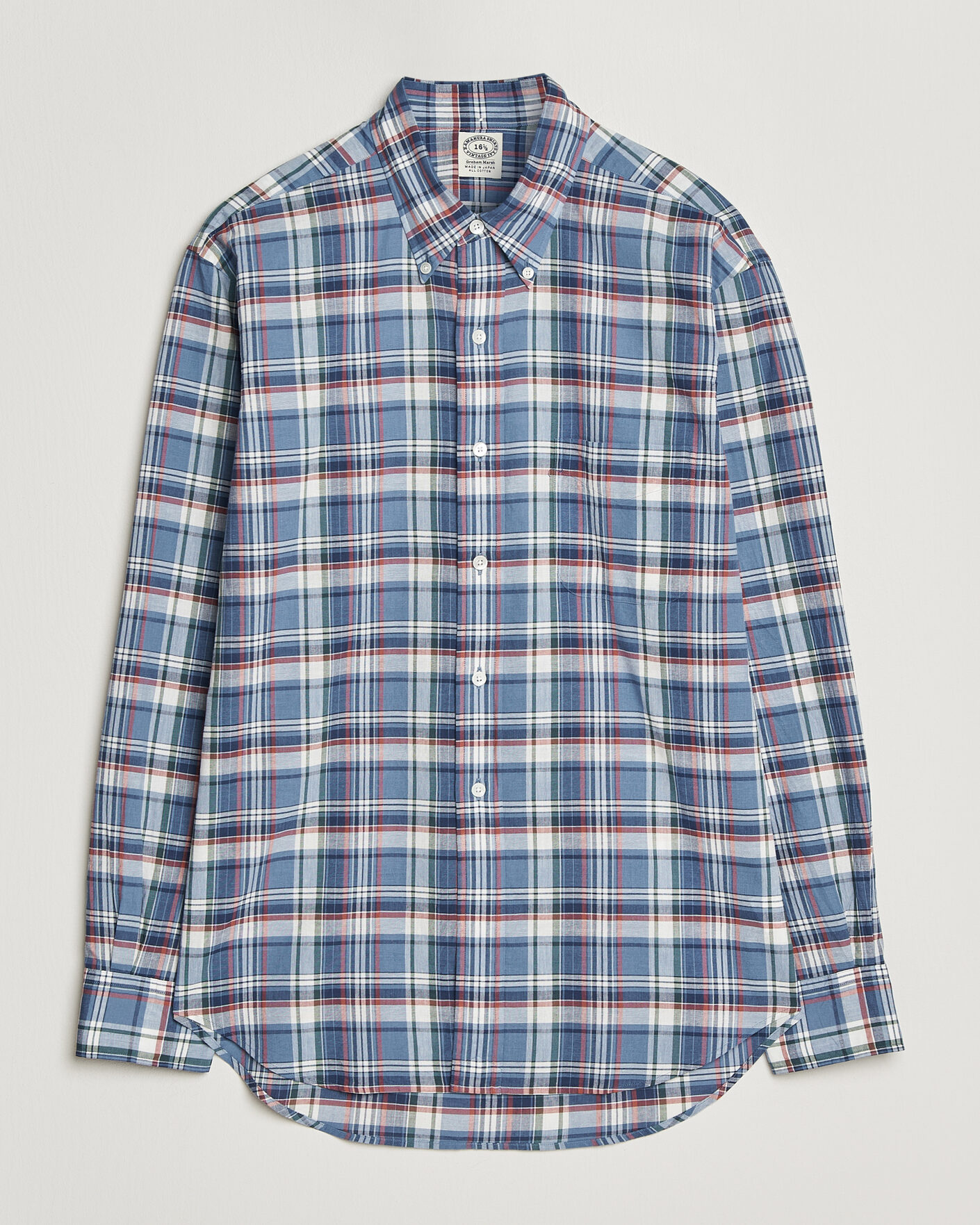Men | Shirts | Kamakura Shirts | Vintage Ivy Button Down Shirt Blue Madras