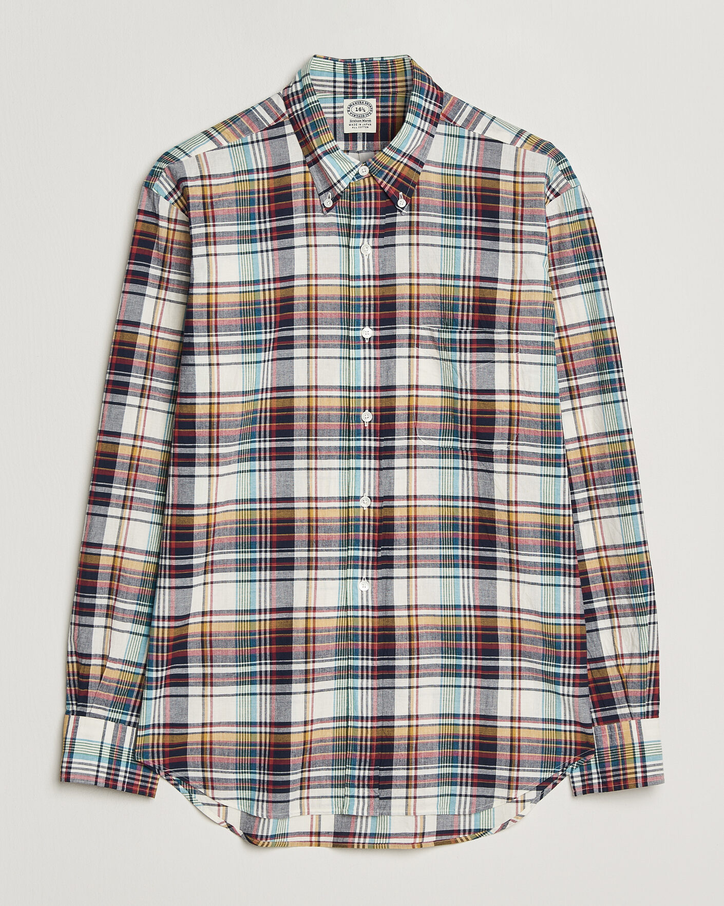 Men | Shirts | Kamakura Shirts | Vintage Ivy Button Down Shirt Yellow Madras