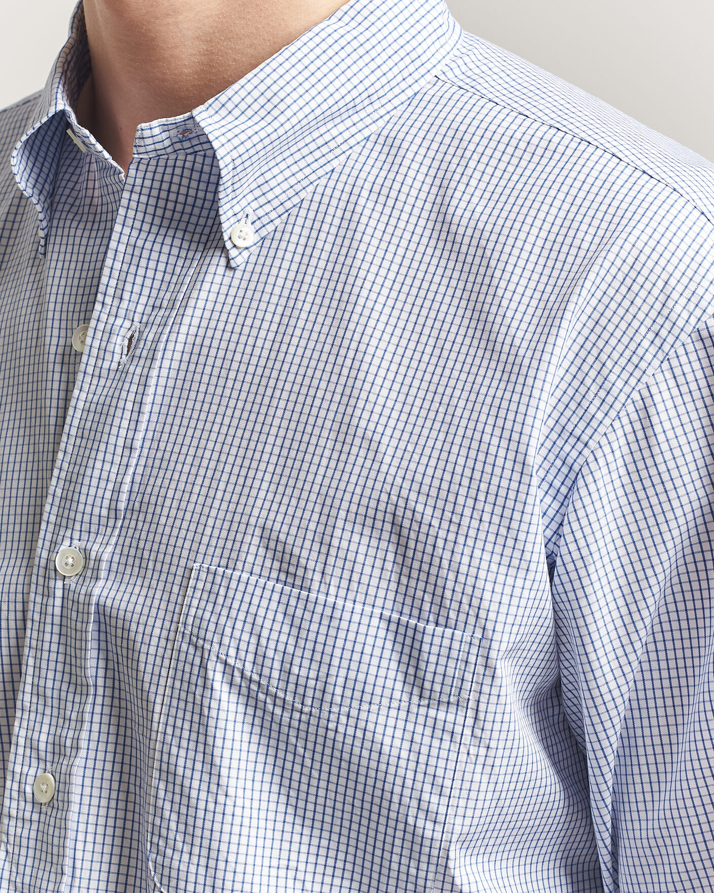 Men | Shirts | Kamakura Shirts | Vintage Ivy Button Down Shirt Blue Check