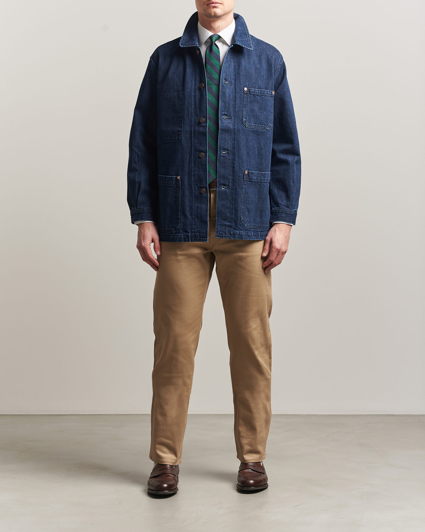 Men | Coats & Jackets | Kamakura Shirts | French Work Jacket Dark Denim