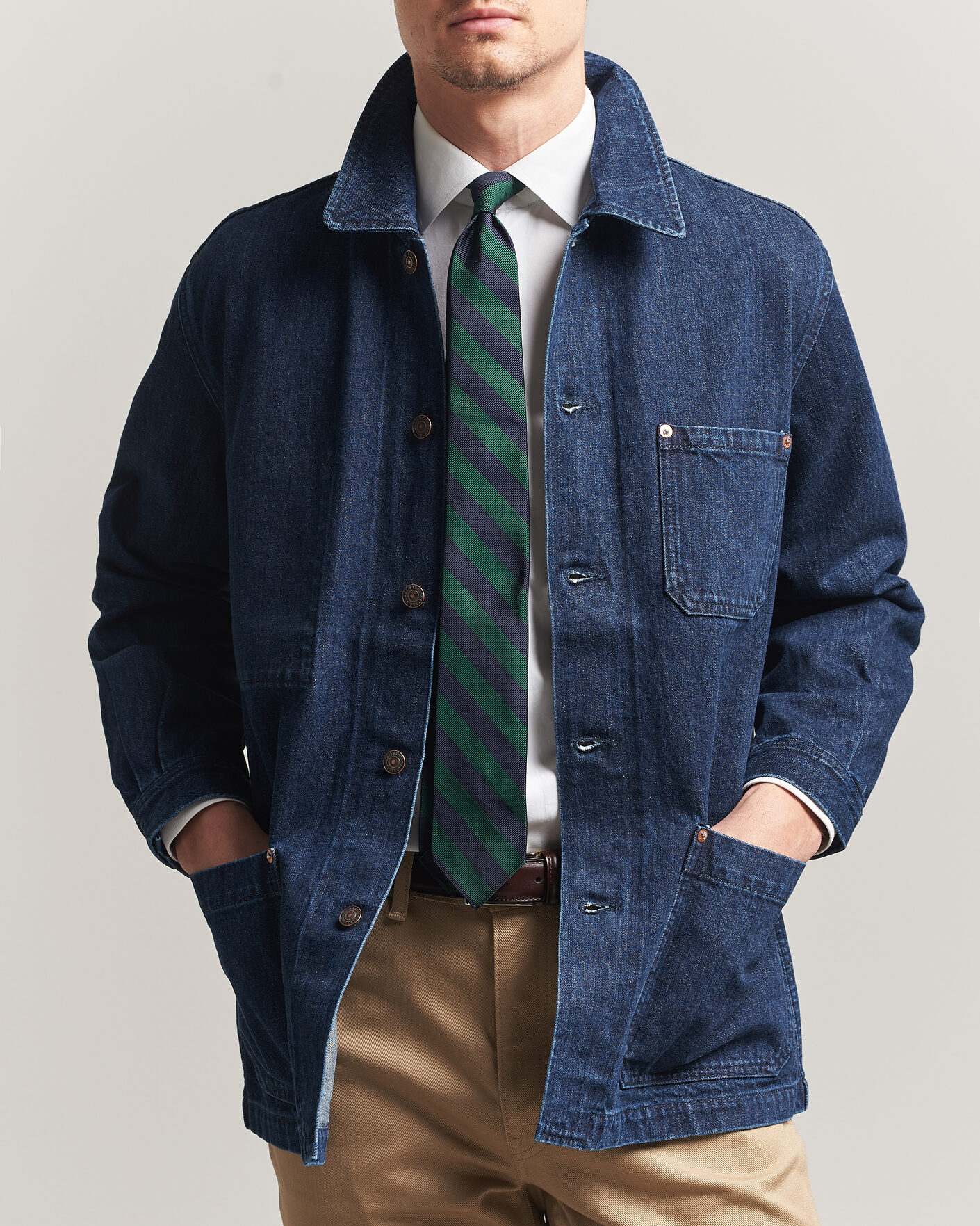 Men | Coats & Jackets | Kamakura Shirts | French Work Jacket Dark Denim