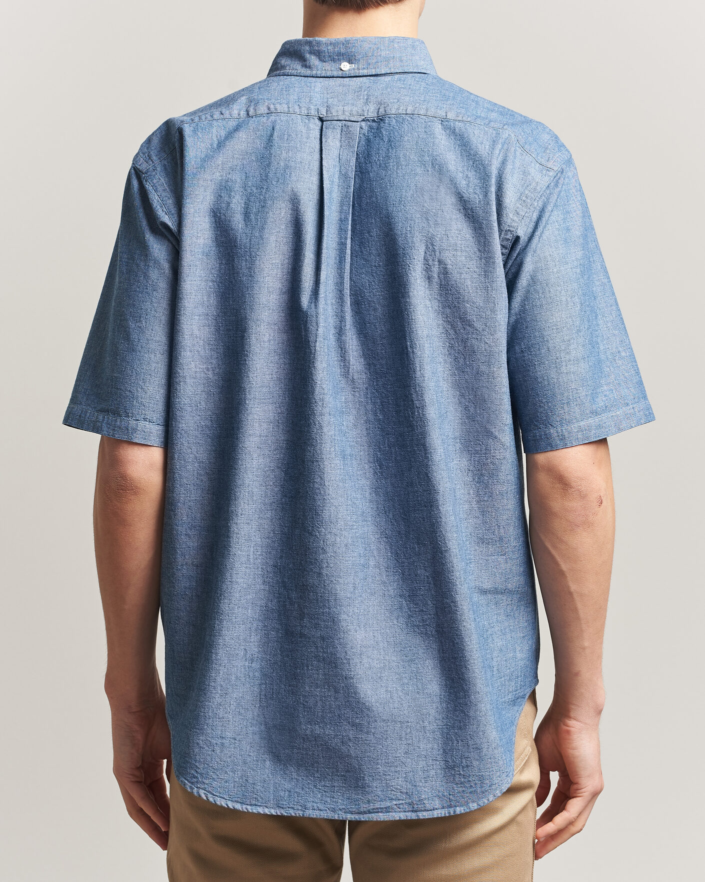 Men | Shirts | Kamakura Shirts | Vintage Ivy Half Sleeve Chambray Popover Blue