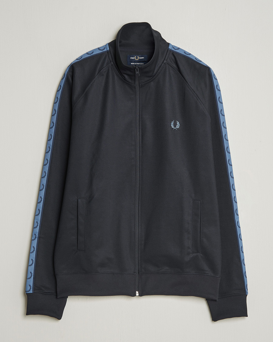 Men | Sweaters & Knitwear | Fred Perry | Taped Track Jacket Navy