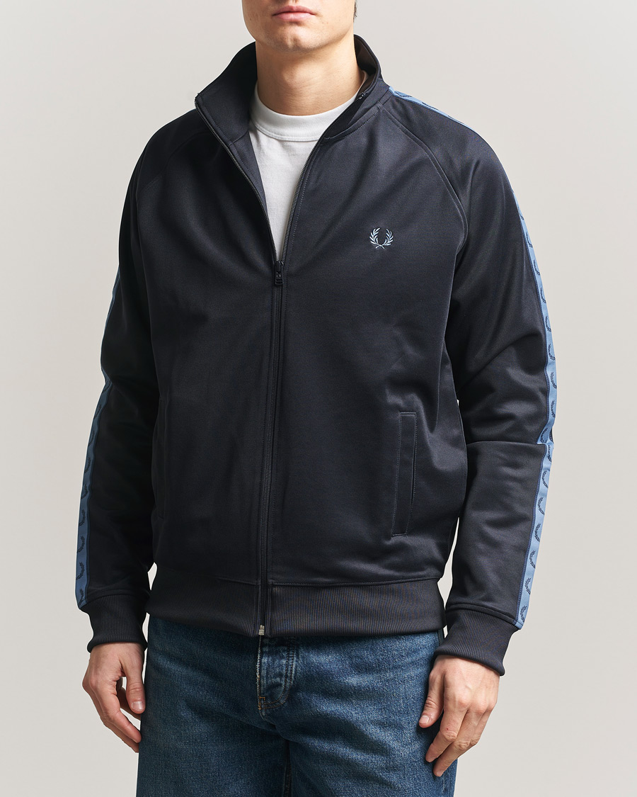 Men | Sweaters & Knitwear | Fred Perry | Taped Track Jacket Navy