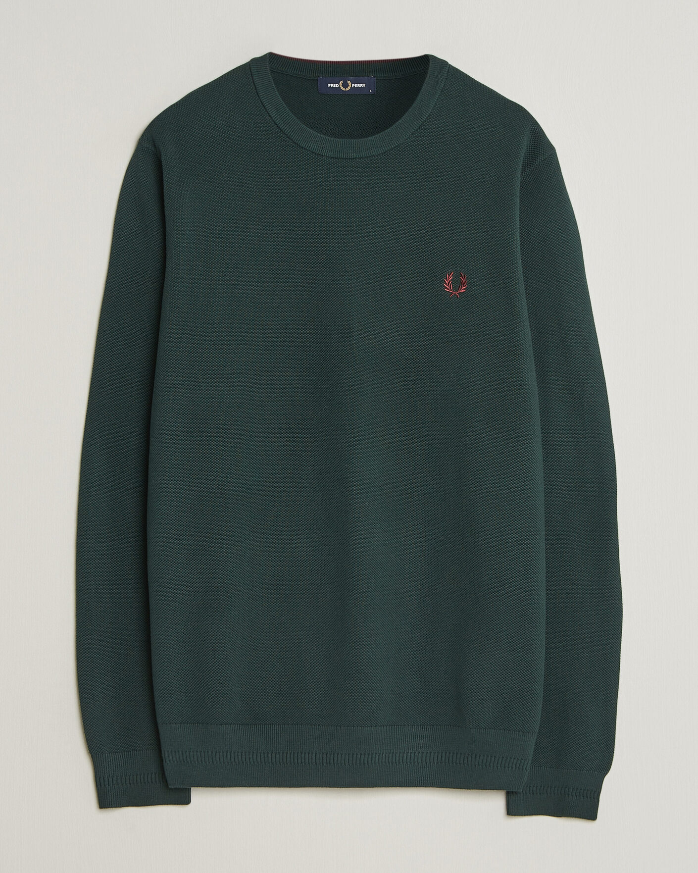 Men | Sweaters & Knitwear | Fred Perry | Piqué Stitched Sweater Grassroots Green