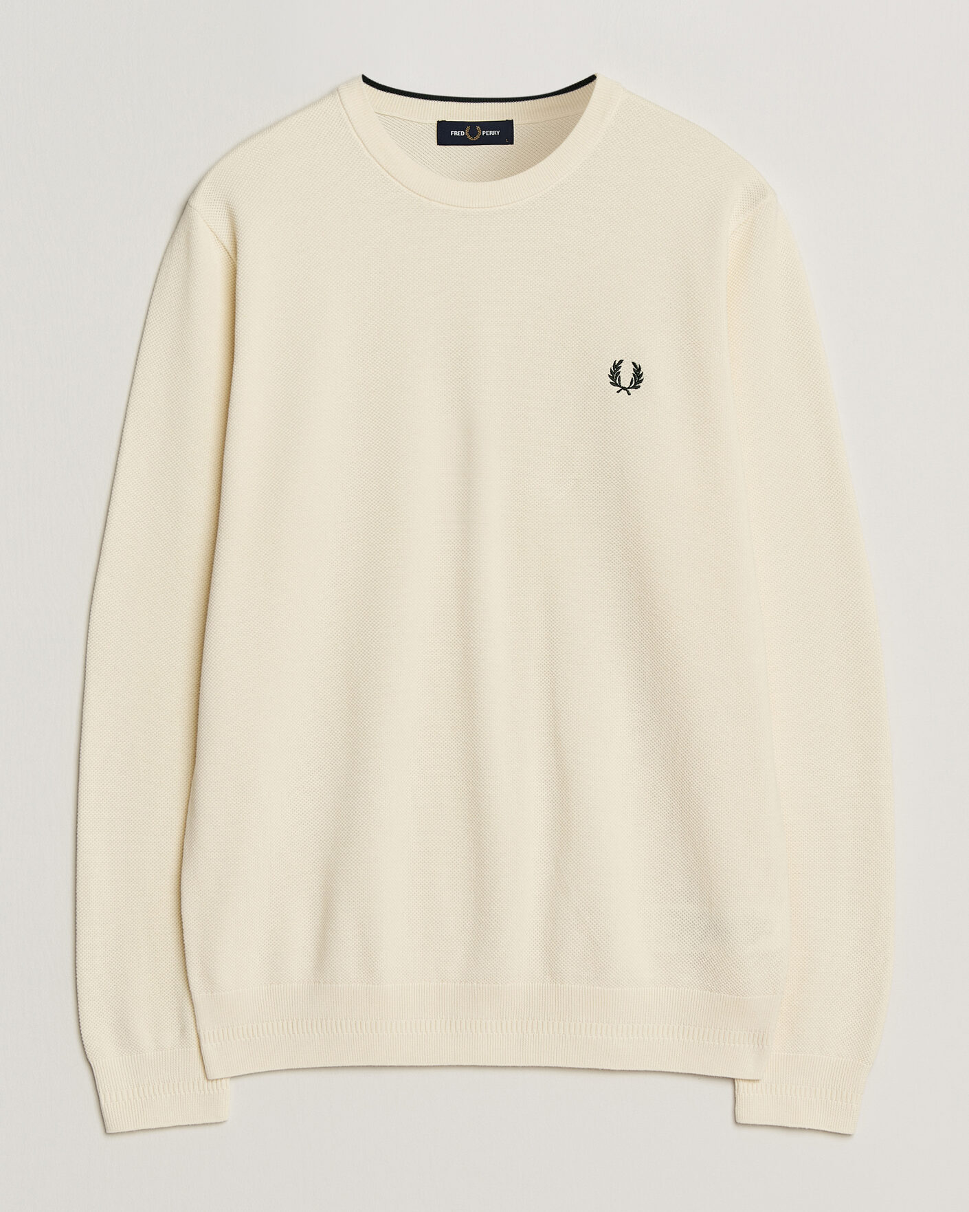 Men | Sweaters & Knitwear | Fred Perry | Piqué Stitched Sweater Ecru