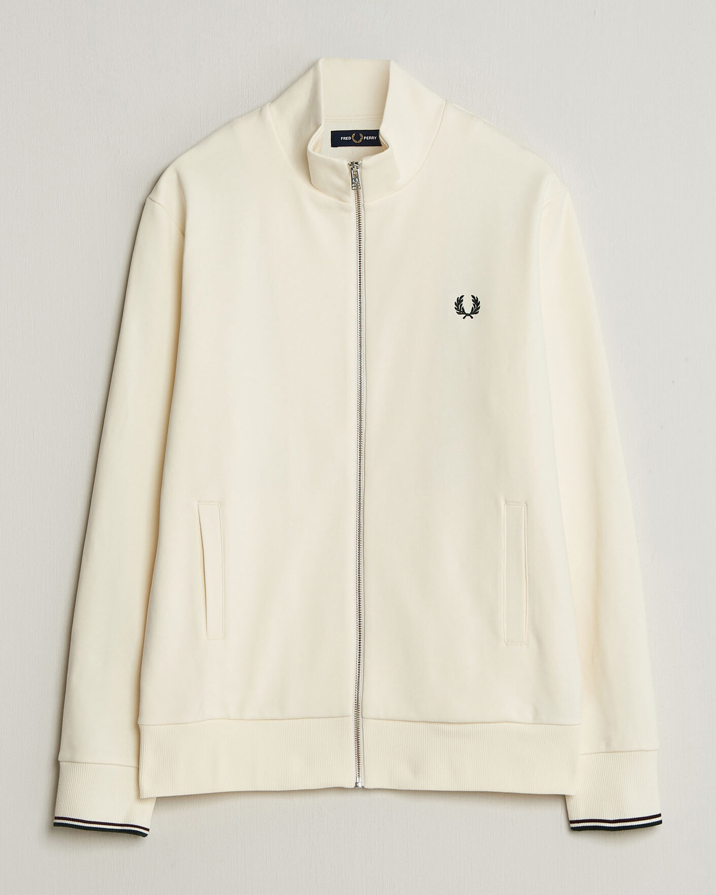 Fred Perry Full Zip Sweatshirt Ecru at CareOfCarl.com