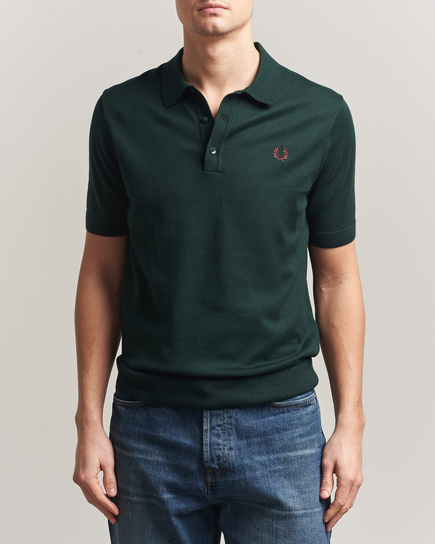 Men | Polo Shirts | Fred Perry | Cotton Knitted Polo Grassroots Green
