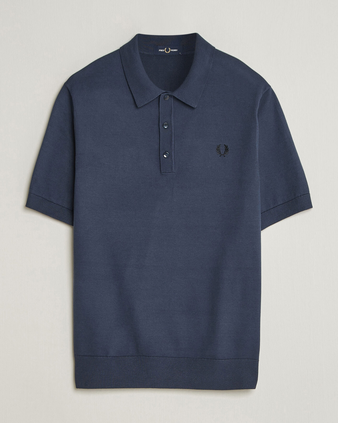 Men | Polo Shirts | Fred Perry | Cotton Knitted Polo Dark Airforce